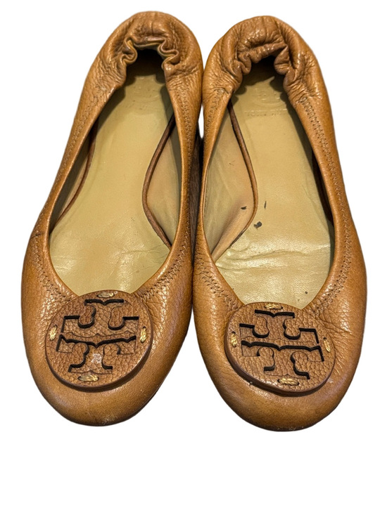Tory Burch Shoes - Tory Burch Tan Leather Logo Ballet Flats Size 9